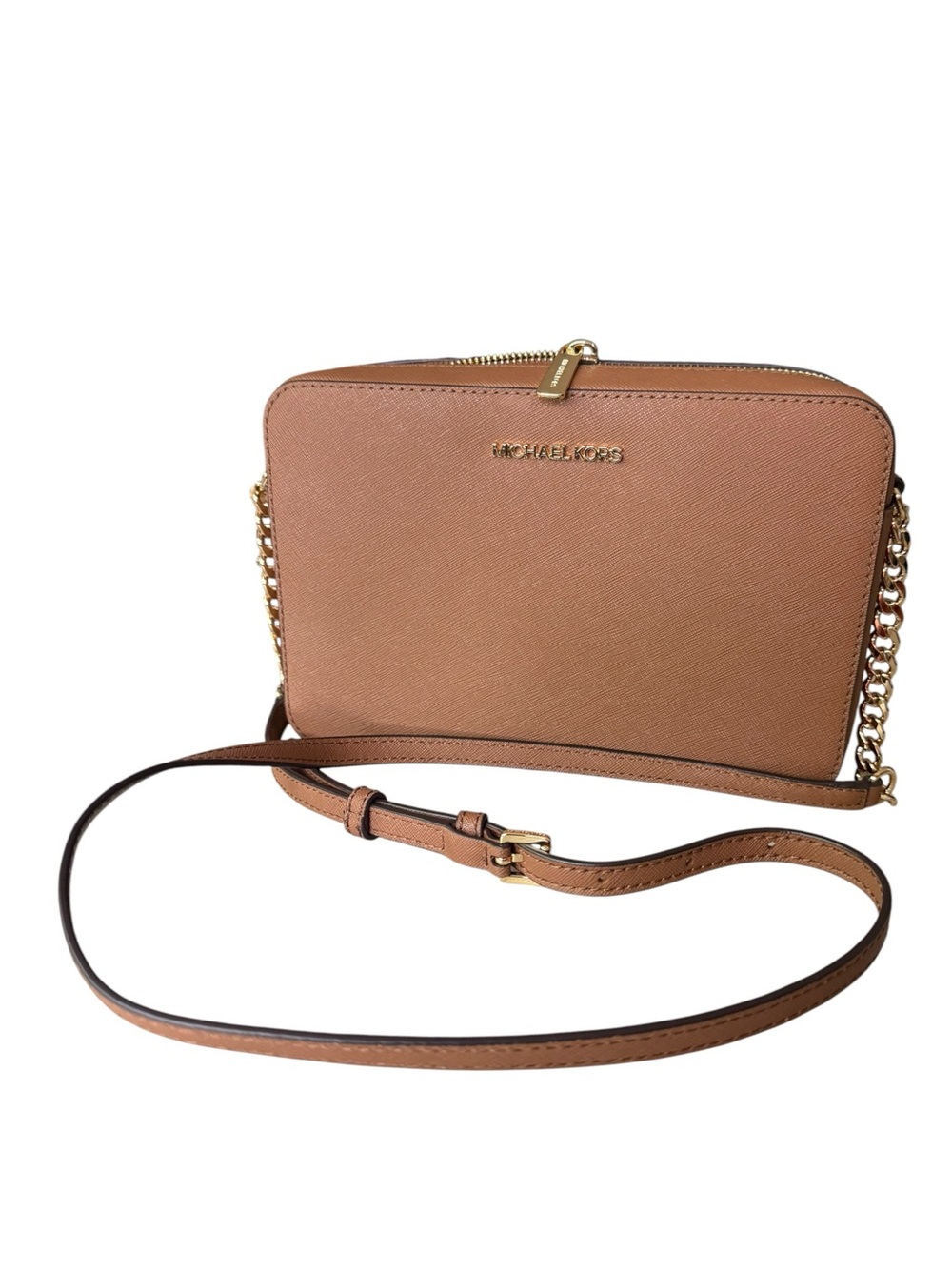 Michael Kors Crossbody Bag in Camel Brown with Gold Hardware